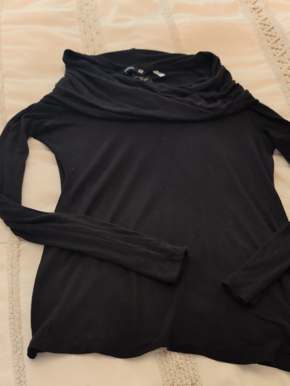 H&M Black Cowl Neck Off-Shoulder Sweater